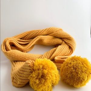 A New Day (a•n•d•) Mustard Yellow Pom Pom Scarf